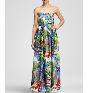 Milly floral print strapless maxi dress